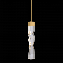 ZEEV Lighting MP11301-LED-2x2-AGB - LED 3CCT 1-Light 2"x2" Carved Crystal Aged Brass Mini-Pendant
