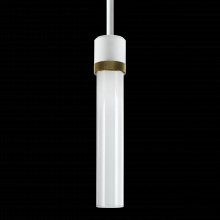ZEEV Lighting P11702-LED-MW-K-AGB-G1 - 3" LED 3CCT Cylindrical Pendant Light, 12" Clear Glass and Matte White with Aged Brass Finis
