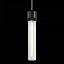 ZEEV Lighting P11708-E26-SBB-G1 - 3" E26 Cylindrical Pendant Light, 12" Clear Glass and Satin Brushed Black Finish